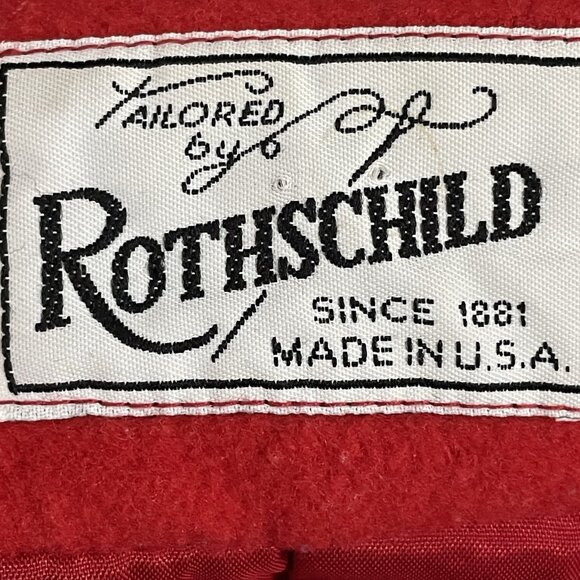 VTG Rothschild Red Wool Buttoned Collared Lined Peacoat USA Made Girls Size 7 - Picture 3 of 15
